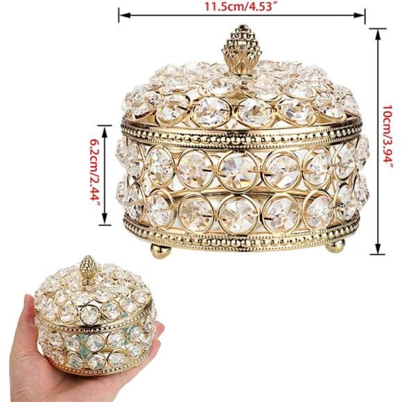 Crystal Mirrored Jewelry Box - Jewelry Trinket Organizer Treasure Box Home Decor - Picture 6 of 7